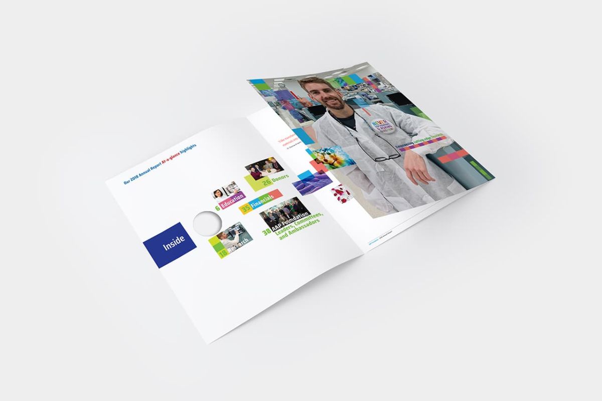 a half opened copy of the annual report