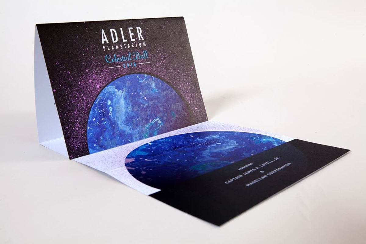 A view of the main invitation propped up